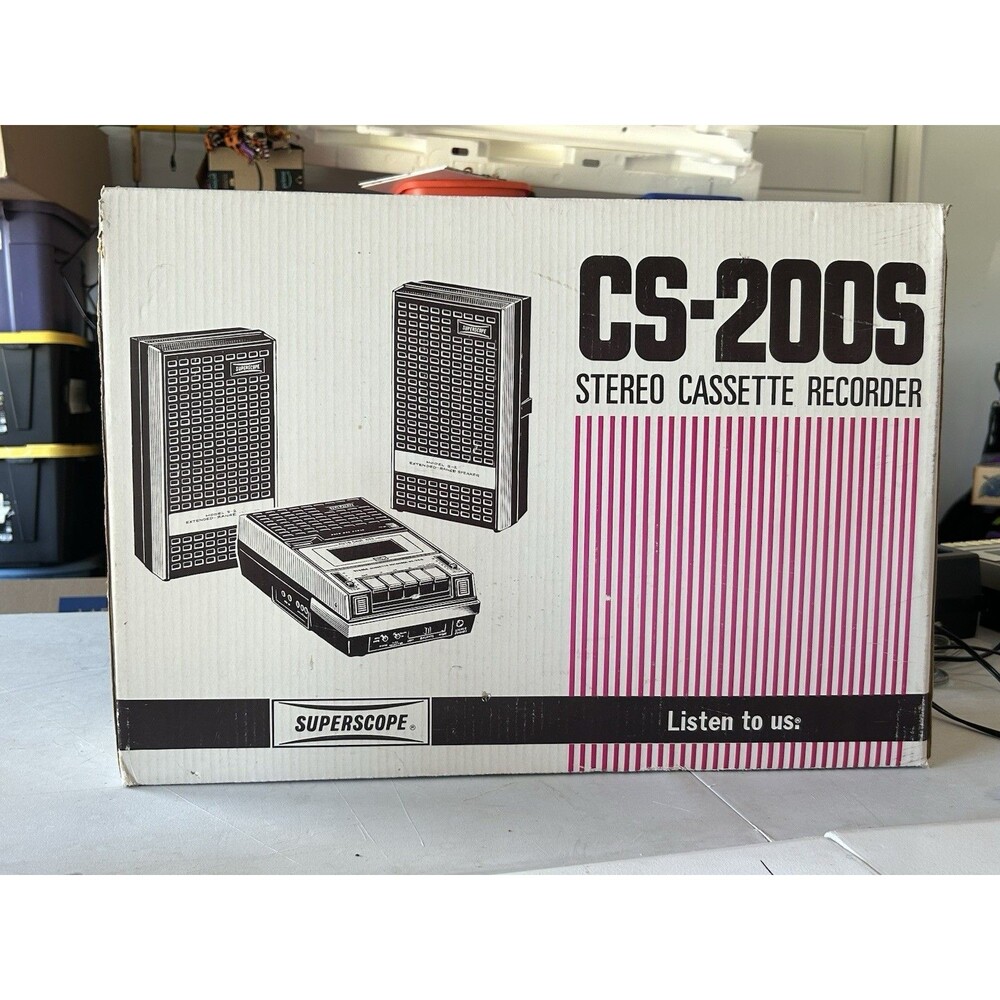 Superscope CS-200S Stereo Cassette Recorder w/ Speakers Case Box Manual Japan